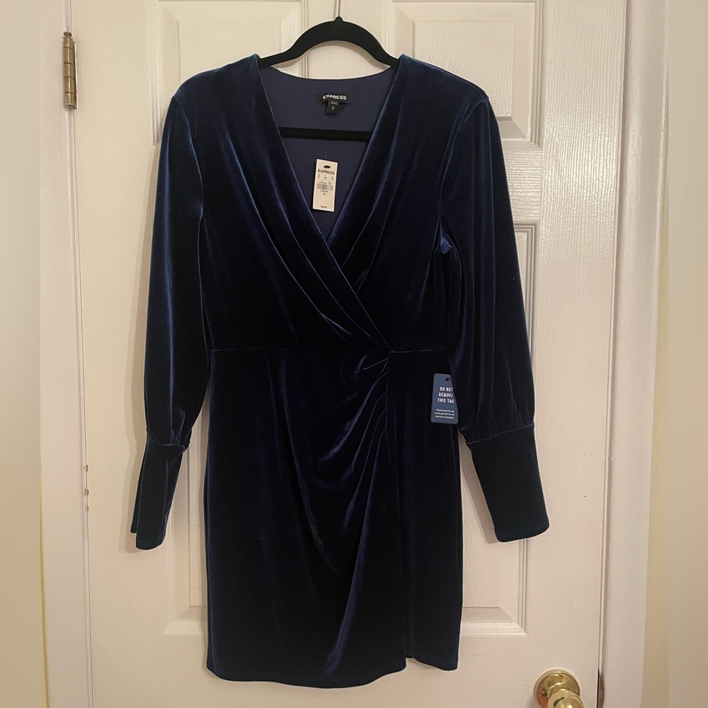 Express Blue Velvet Dress NWT